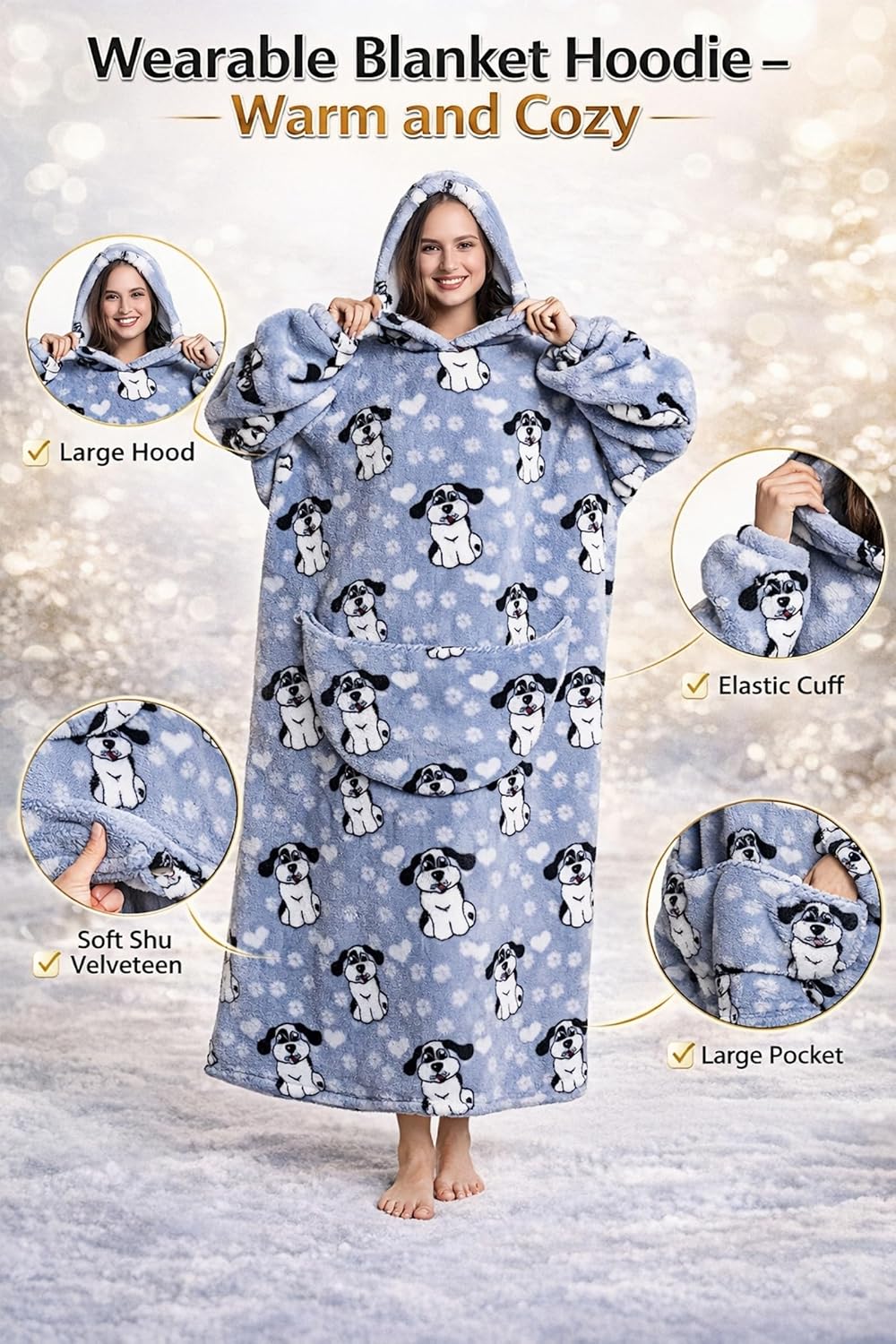 Verlängert Übergrosse Hoodie Decke,Decken Hoodie Damen mit Tasche und Kapuze,Superweiche und Warme K