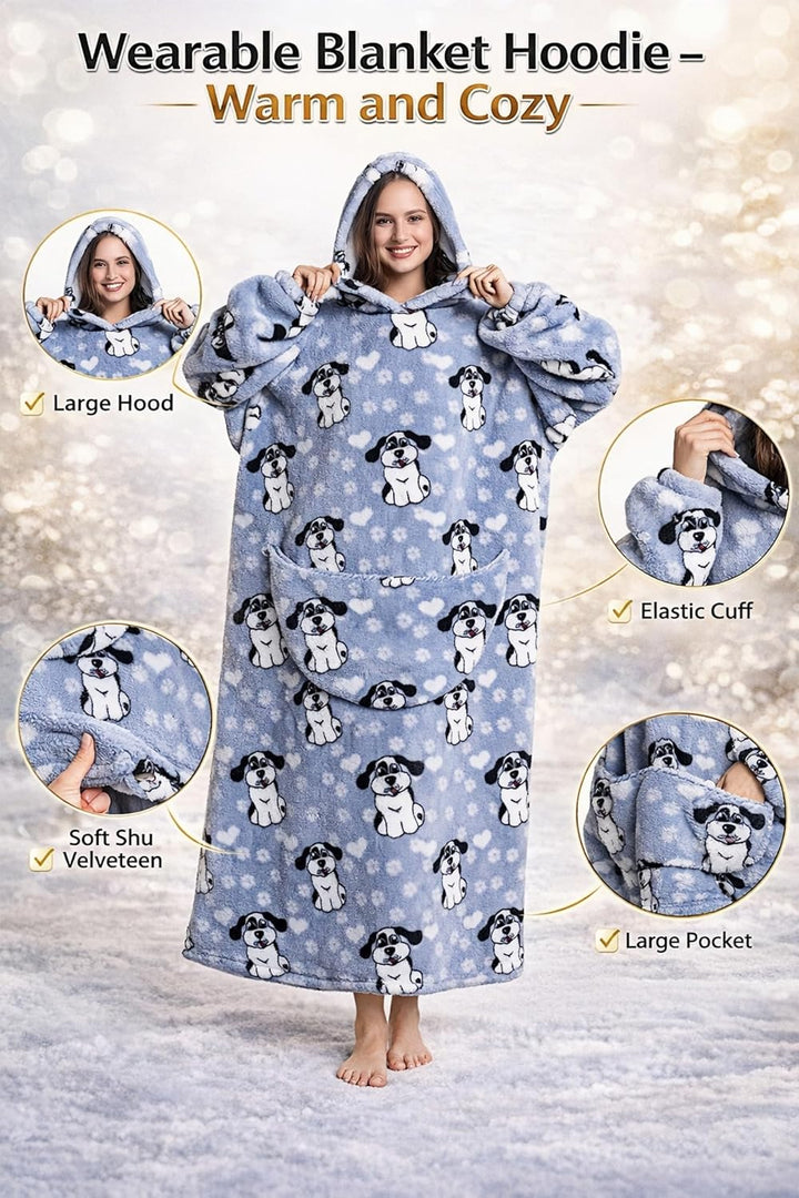 Verlängert Übergrosse Hoodie Decke,Decken Hoodie Damen mit Tasche und Kapuze,Superweiche und Warme K
