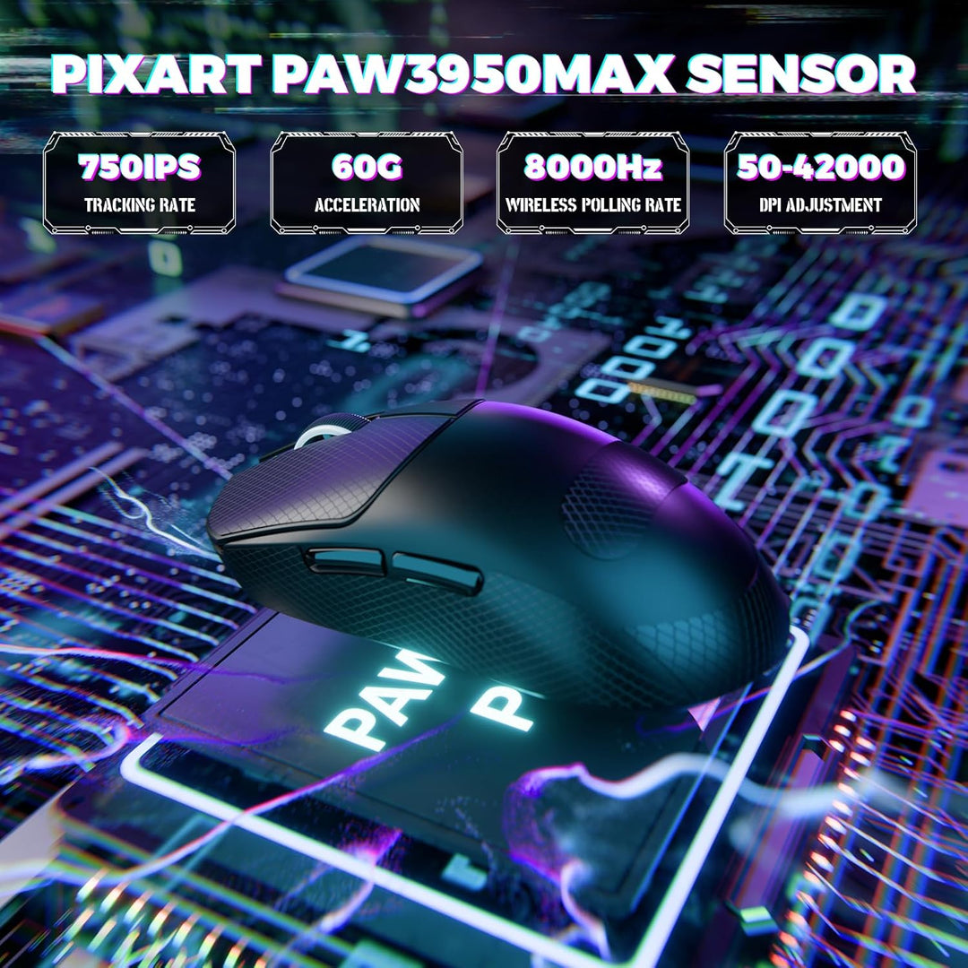 MAMBASNAKE X ATTACKSHARK X8ULTIMATE Kabellose Gaming-Maus&Grip Tape,PAW3950MAX Sensor,8K Abtastrate,