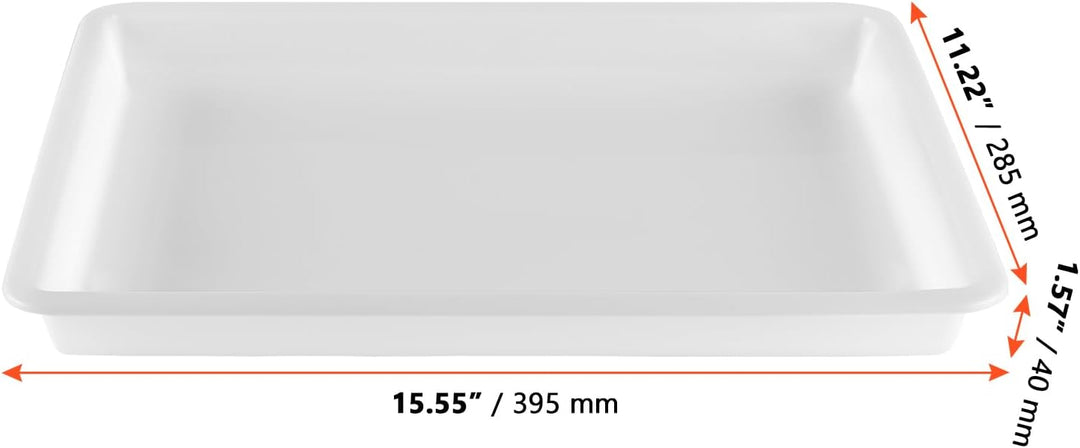 SINJEUN 12 Stück Kunsttabletts Weiss aus Kunststoff, 39,5 x 28,5 x 4 cm Materialschalen Stapelbar Ak