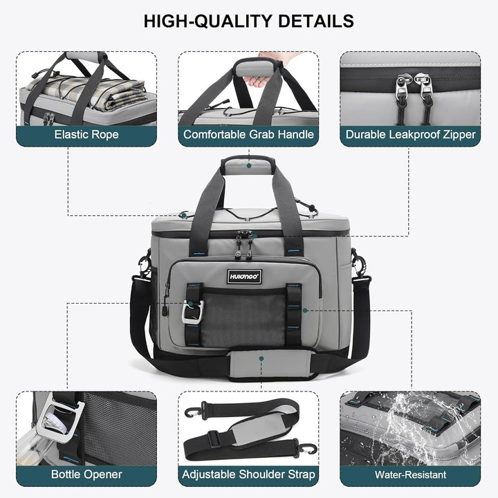 Hulongo Kühltasche, 30 L grosse isolierte Kühltasche, wasserdichte Thermotasche für Picknicks, ausla
