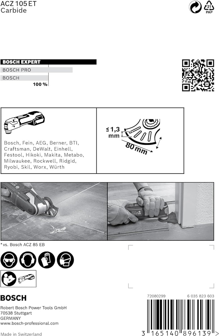 Bosch Professional 5x Segmentsägeblatt Expert MultiMaterial ACZ 105 ET (für Faserkunststoffe GFK, CF