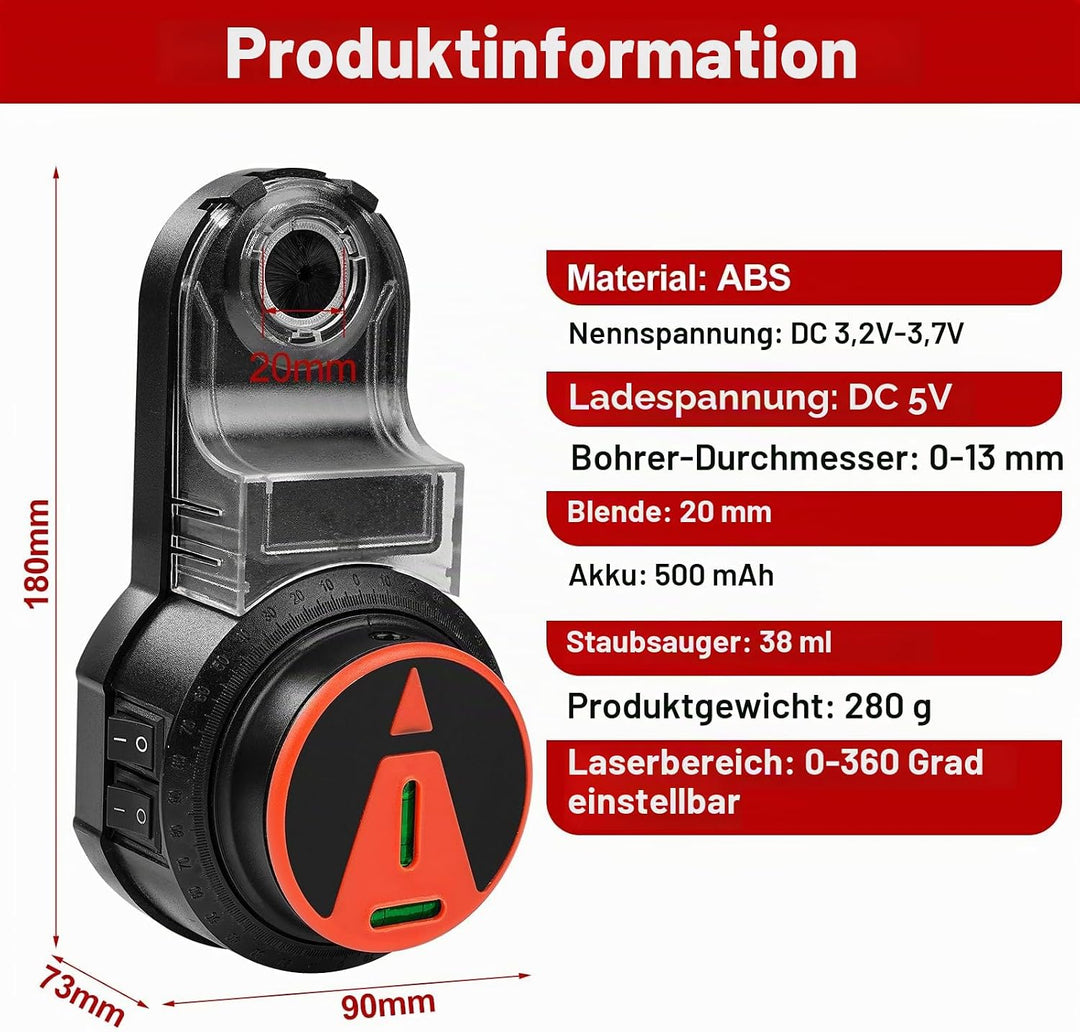 Elektrischer Bohrstaubsammler, 2-in-1-Staubsauger für Bohrstaub, Vakuum Bohrstaubsammler Staubreinig