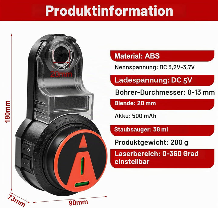 Elektrischer Bohrstaubsammler, 2-in-1-Staubsauger für Bohrstaub, Vakuum Bohrstaubsammler Staubreinig