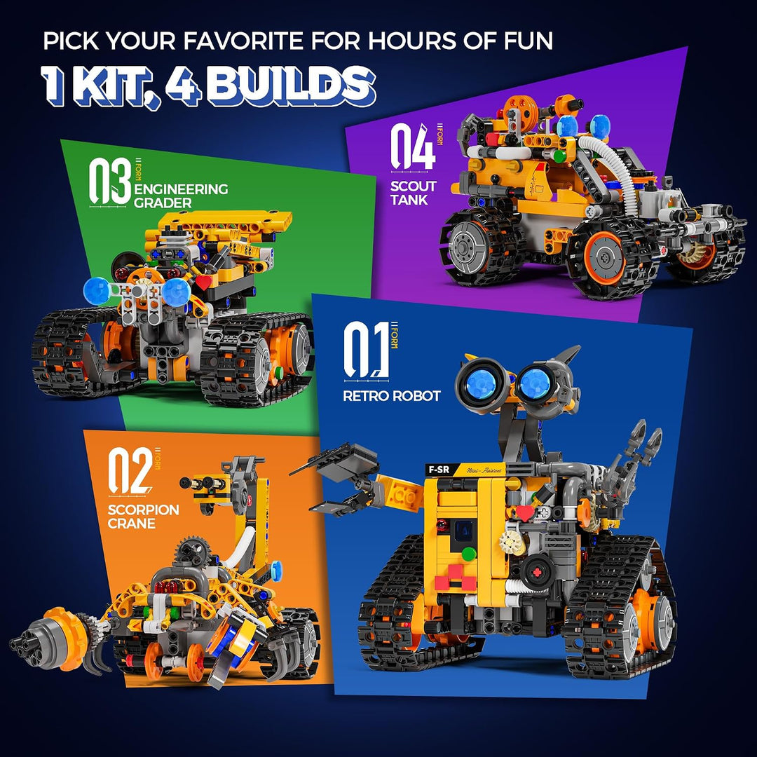 4-In-1 Technic Roboter Bauspielzeug Für Kinder, MINT Roboter Spielzeug | 588 PCS, App &amp; Fernbedienun