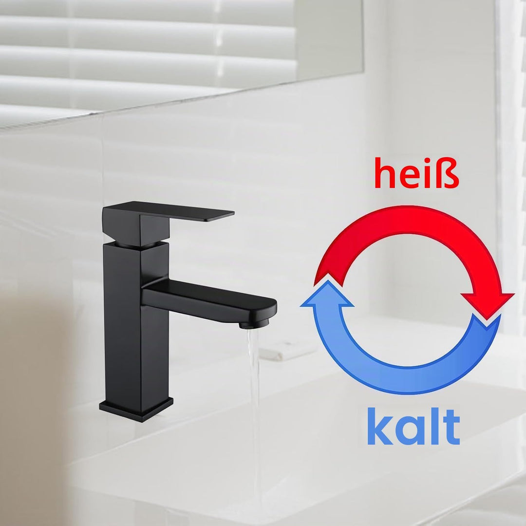 Wasserhahn Bad Schwarz Waschtischarmatur Hoch Badarmatur Waschbecken Armaturen Edelstahl Waschtischa