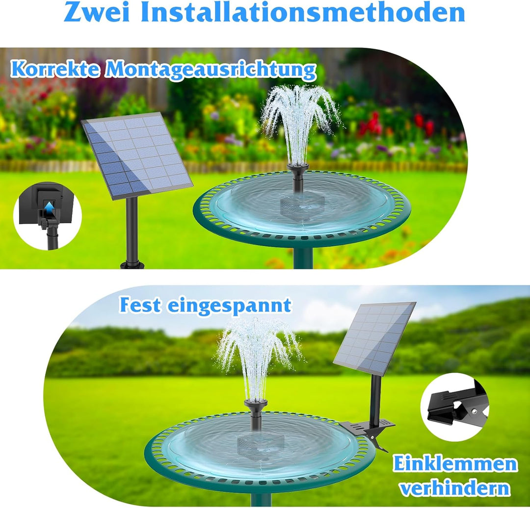 AISITIN Solarbrunnen für Draussen, Solar Springbrunnen für Aussen mit Clips,2,5W Solar Gartenbrunnen