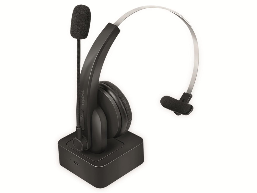 LogiLink BT0059 - BT Mono Headset mit Ladestation, Mikrofon Schwarz Standard