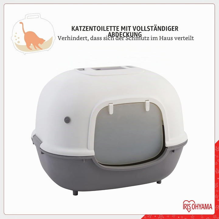 Iris Ohyama, Katzentoilette, Geschlossene Katzentoilette, Schaufel, L40 x T51 x H39 cm, WNT-510, Gra