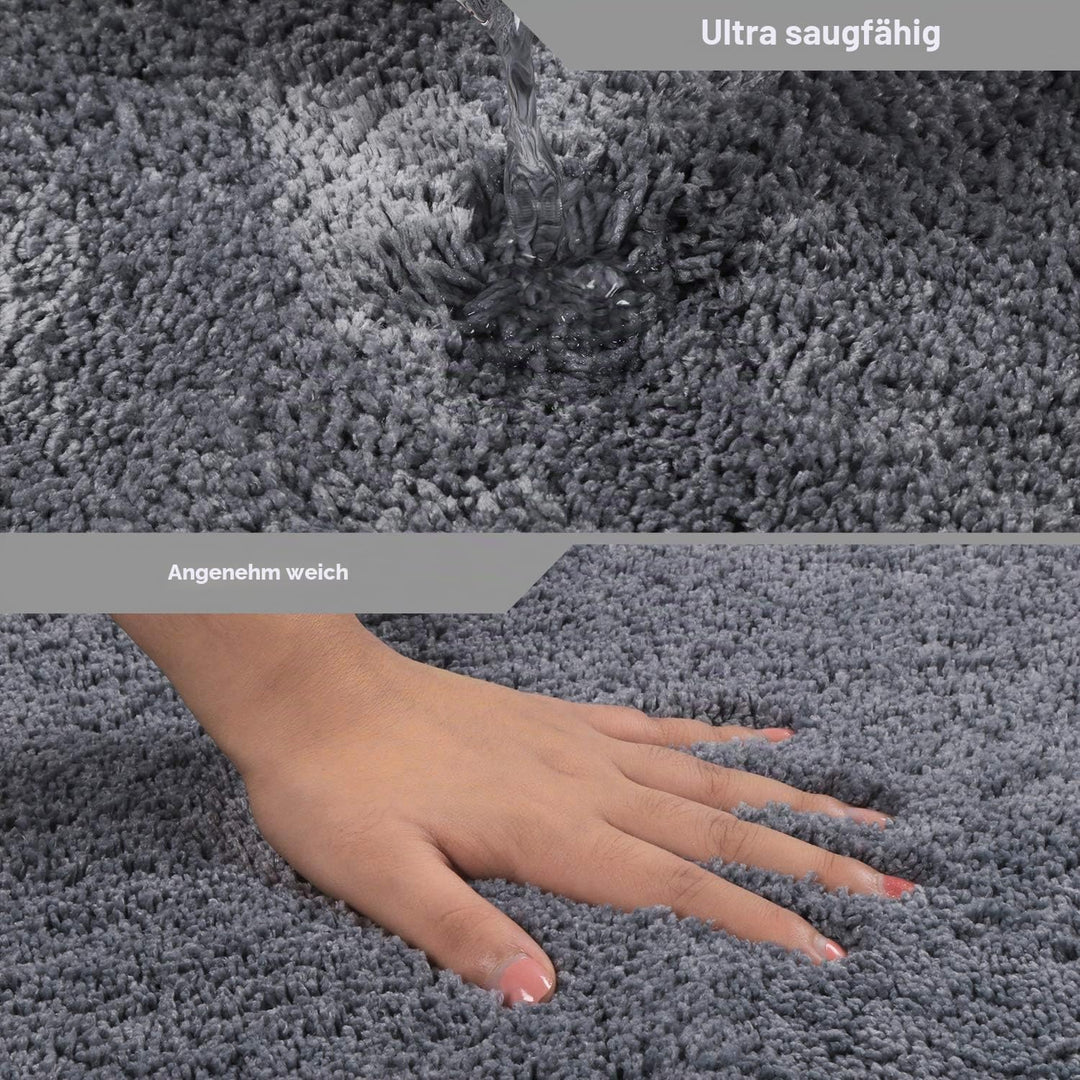 Seavish Cozy Shag Badezimmerteppich, rutschfeste Mikrofaser, weich, saugfähig, Meeresblau Curved 45x