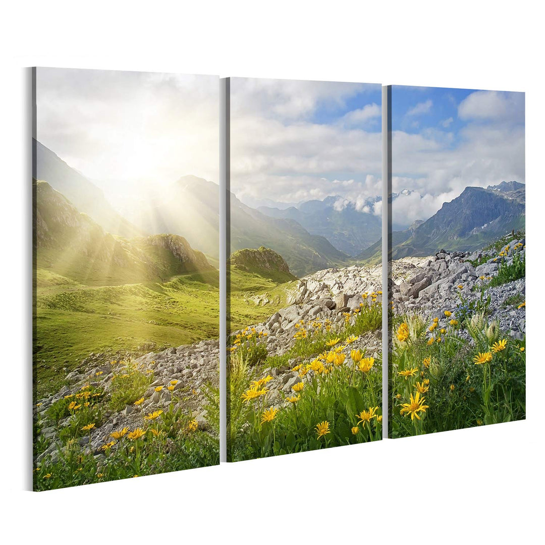 Bild Bilder auf Leinwand Berge Landschaft in Vorarlberg Österreich Wandbild, Poster, Leinwandbild MV