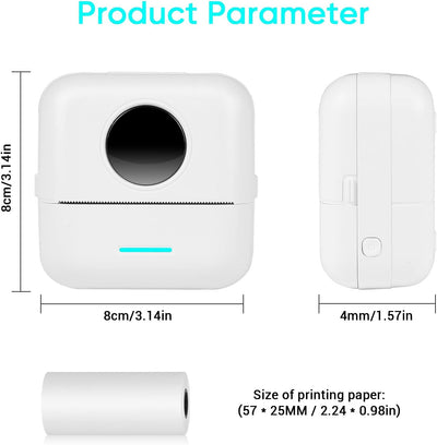 GuKKK Mini Drucker, Mobiler Fotodrucker, Tragbarer Mini Fotodrucker, Wireless Fotodrucker Thermodruc