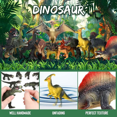 FRUSE Dinosaurier Spielzeug Set, 12 Stück Realistisches Figuren Spielset einschliesslich T-Rex, Carn