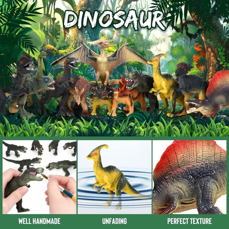 FRUSE Dinosaurier Spielzeug Set, 12 Stück Realistisches Figuren Spielset einschliesslich T-Rex, Carn
