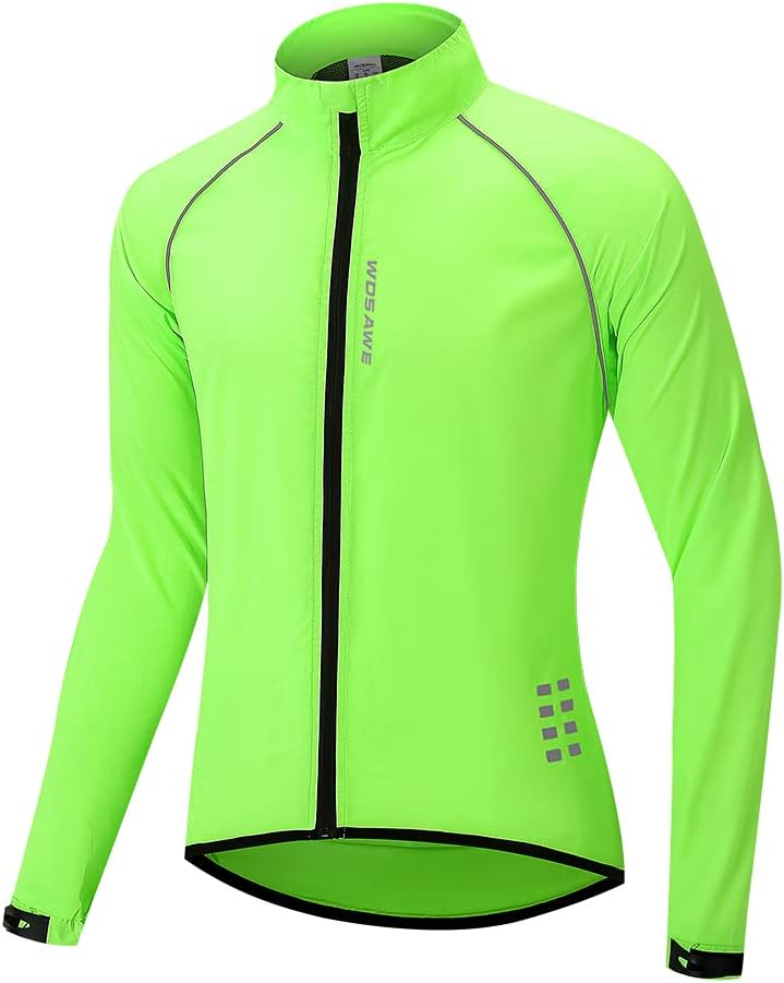 WOSAWE Herren-Fahrradjacke, Winddichte Radjacke Ultraleichte Sportbekleidung mit Reflektierendem Trä