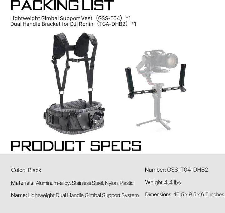 Tilta Dual Handle Gimbal Support Leichtes Gimbal-Stützsystem mit Zwei Griffen,kompatibel mit DJI RS