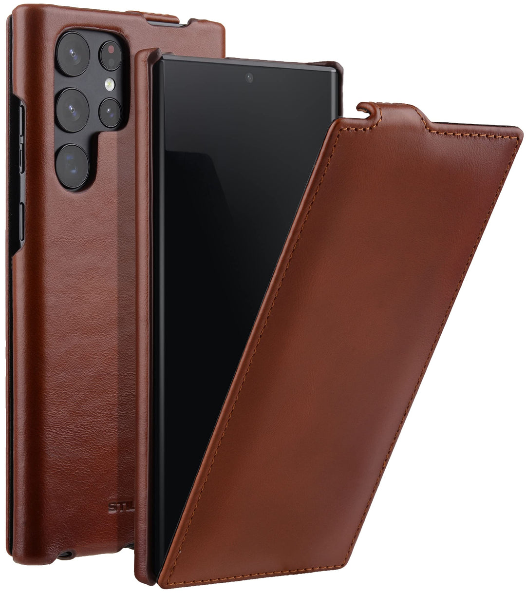 STILGUT Schutzhülle kompatibel mit Samsung Galaxy S22 Ultra Schutzhülle mit vertikalem Klappdeckel u