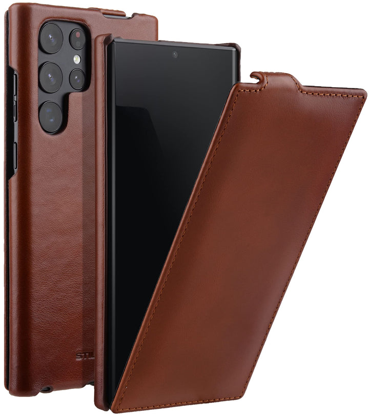 STILGUT Schutzhülle kompatibel mit Samsung Galaxy S22 Ultra Schutzhülle mit vertikalem Klappdeckel u