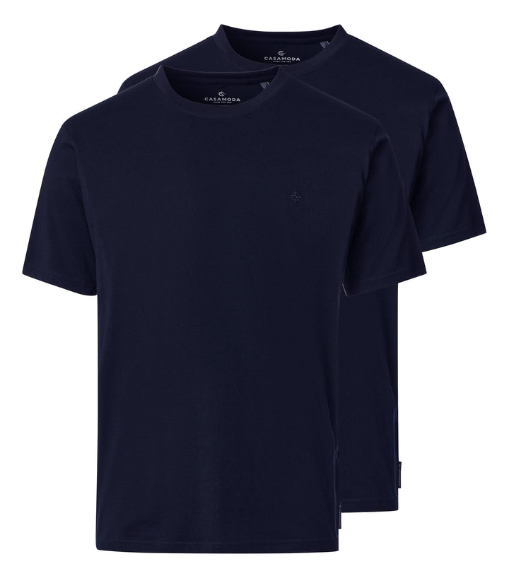 CASAMODA Herren T-Shirt Halbarm Doppelpack 092500 Besonders pflegeleicht Standard S Dunkelblau, Stan