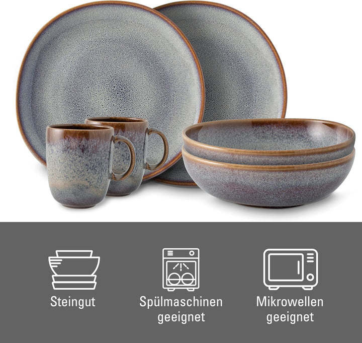 like. by Villeroy & Boch - Lave beige Geschirr Set aus Steingut, 6tlg., Pottery Look, Frühstückservi