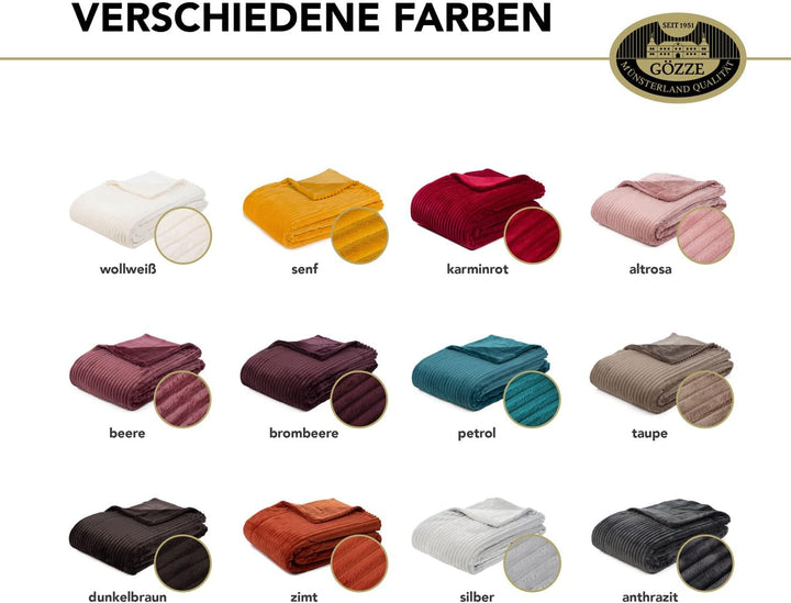Gözze - Kuschelweiche Wohndecke in Cord Optik, 1620g/Stück, 150 x 200 cm - Taupe, Taupe