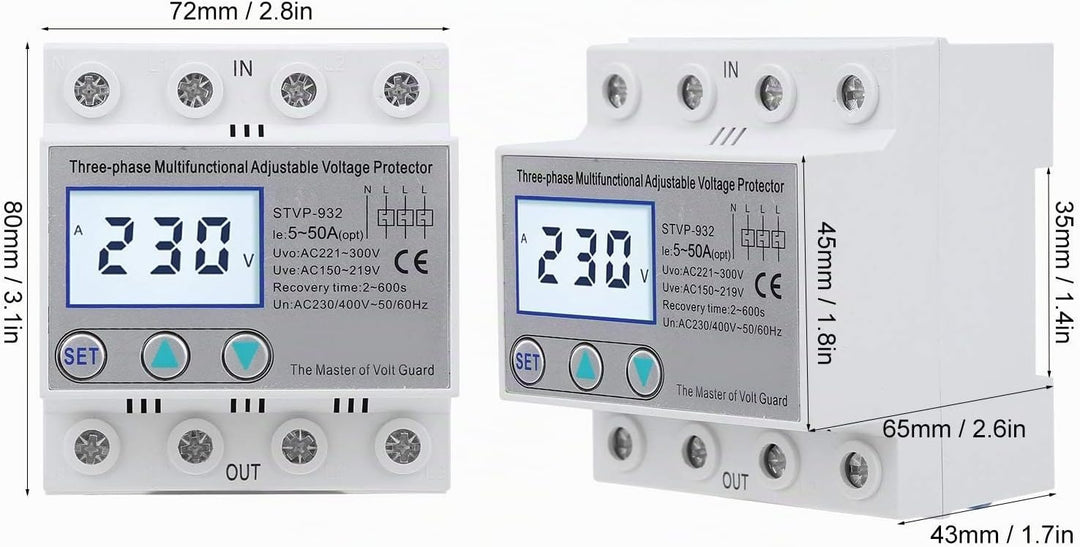 Überspannungsschutz Spannungsschutz 3-phase voltage LCD multifunction self-reset STVP-932 230 V/400