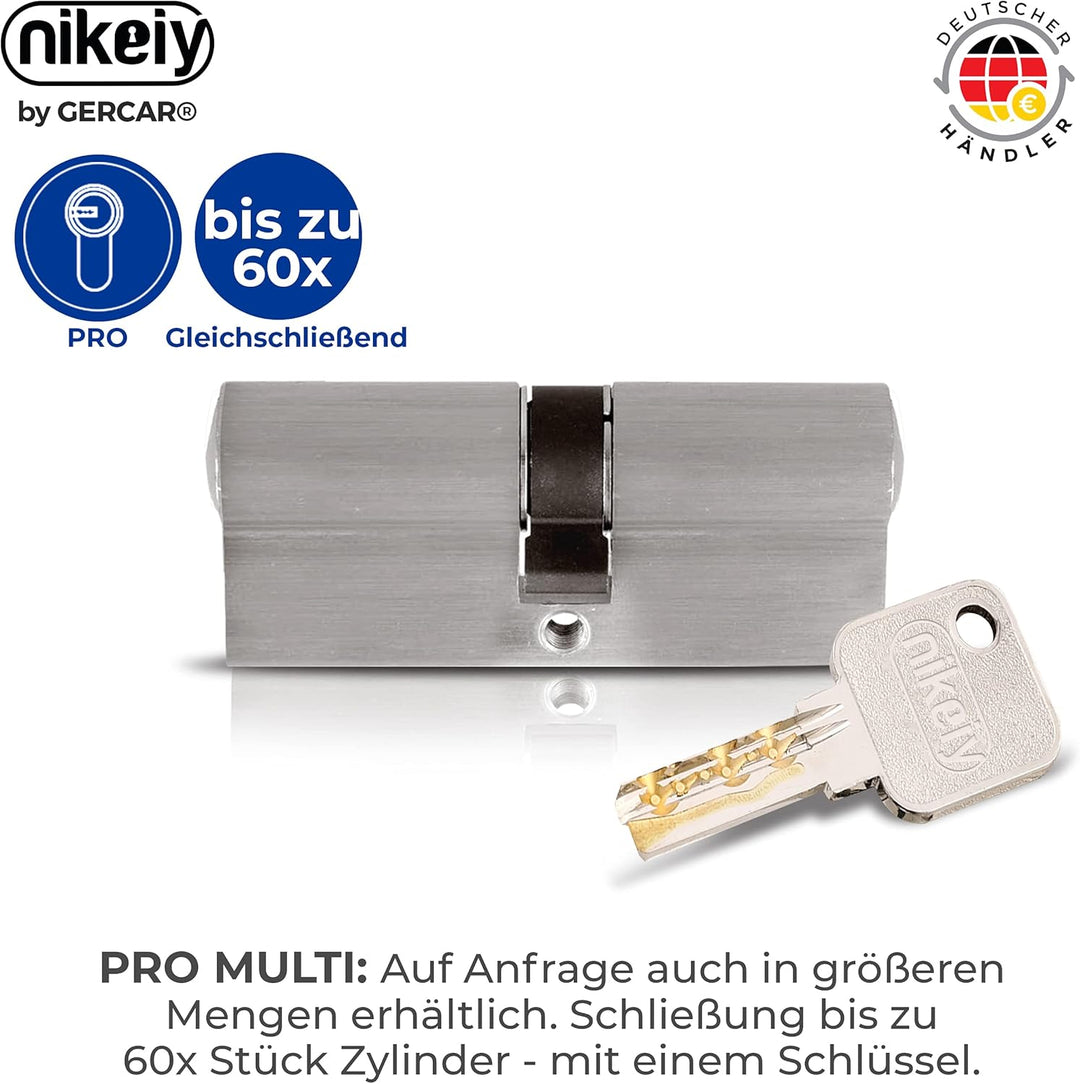 GERCAR Pro 2x Schliesszylinder 45/45 gleichschliessend Set 2 Profilzylinder inkl. 10 Schlüssel - 90