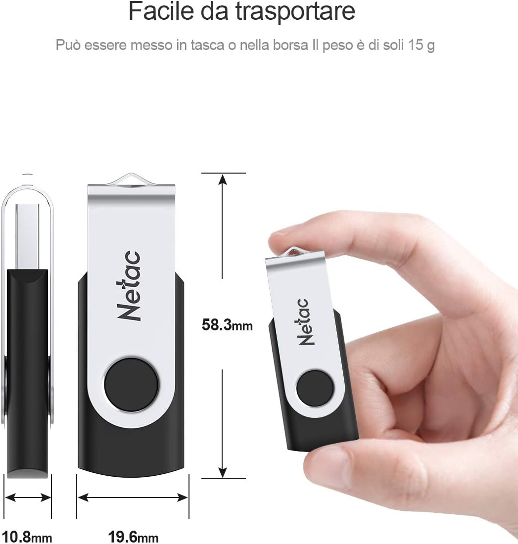 Netac 256G USB 3.2 Flash Drive，360° Rotation Pen Drive，USB Flash Drive Lesegeschwindigkeit bis zu 90