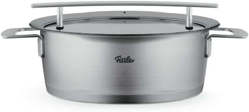 Fissler Phi Collection Bratentopf (24 cm, 3,9 L) mit Glasdeckel – grosser Edelstahl-Bratentopf, indu