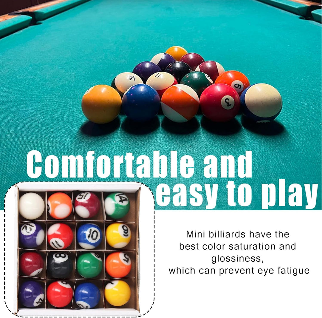 25mm Mini Billard Set 16 Kugeln amerikanisches Harzmaterial tragbarer Tischbillard Kinder Erwachsene