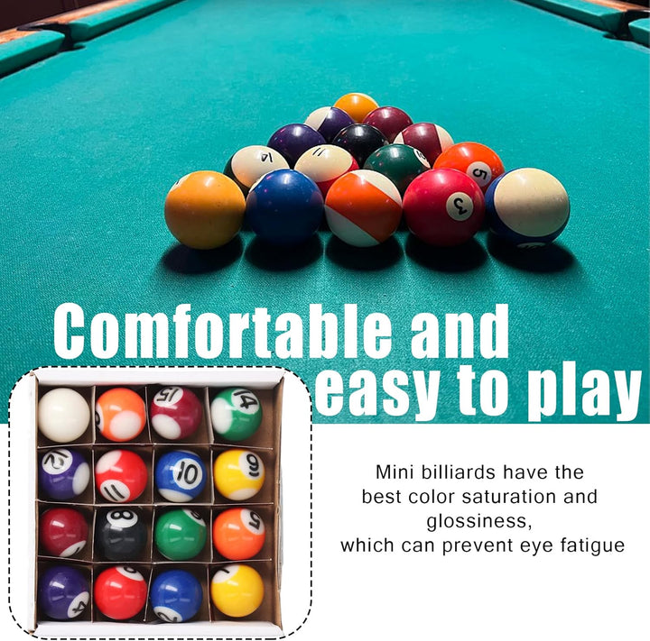 25mm Mini Billard Set 16 Kugeln amerikanisches Harzmaterial tragbarer Tischbillard Kinder Erwachsene