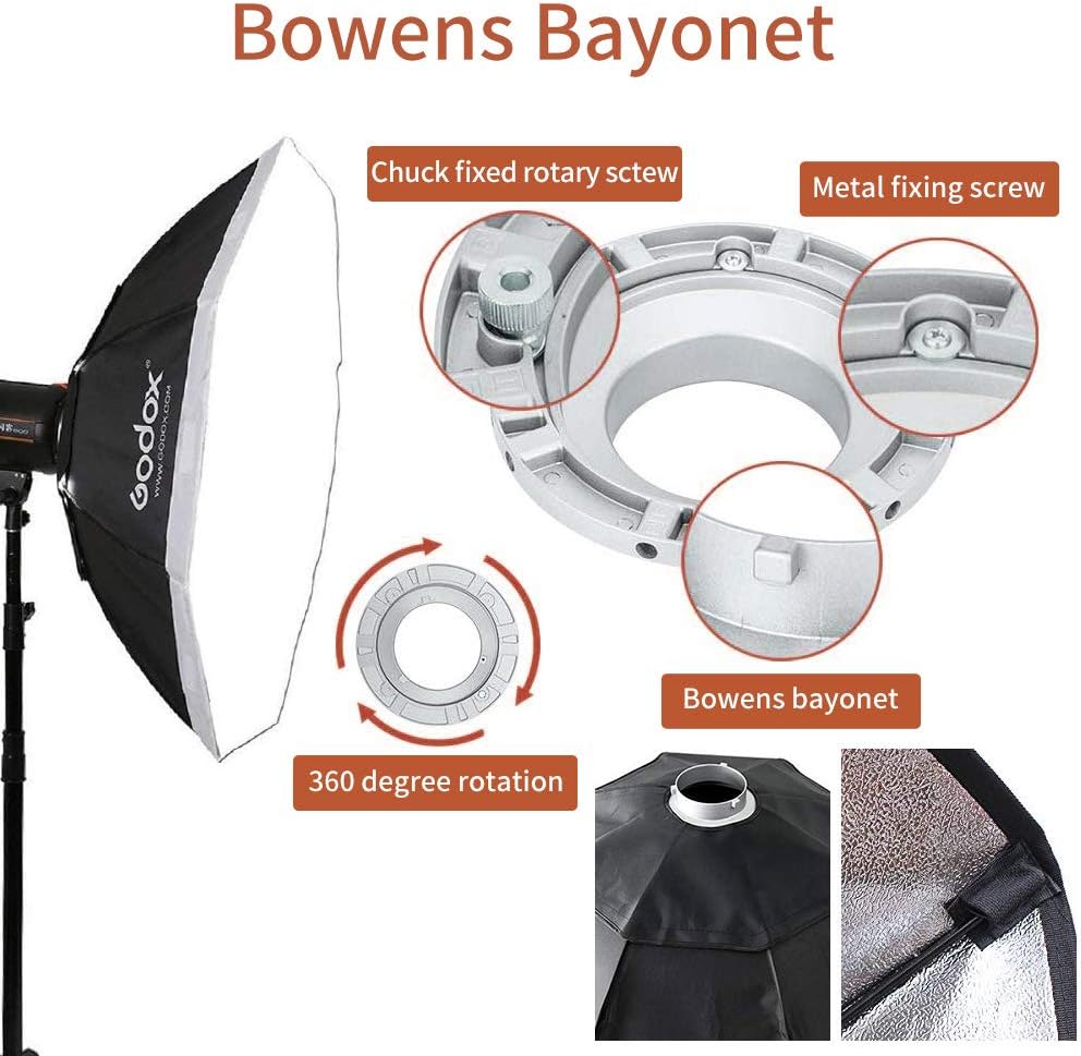 GODOX Softbox 95cm 37,4in Achteckige Softbox mit Bowens Halterung Softboxen für Blitzgerät Speedlite