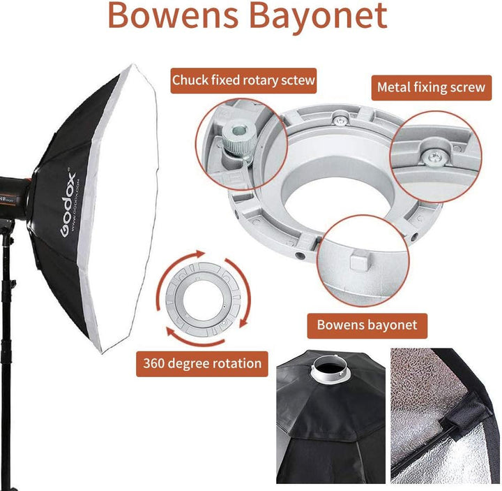 GODOX Softbox 95cm 37,4in Achteckige Softbox mit Bowens Halterung Softboxen für Blitzgerät Speedlite