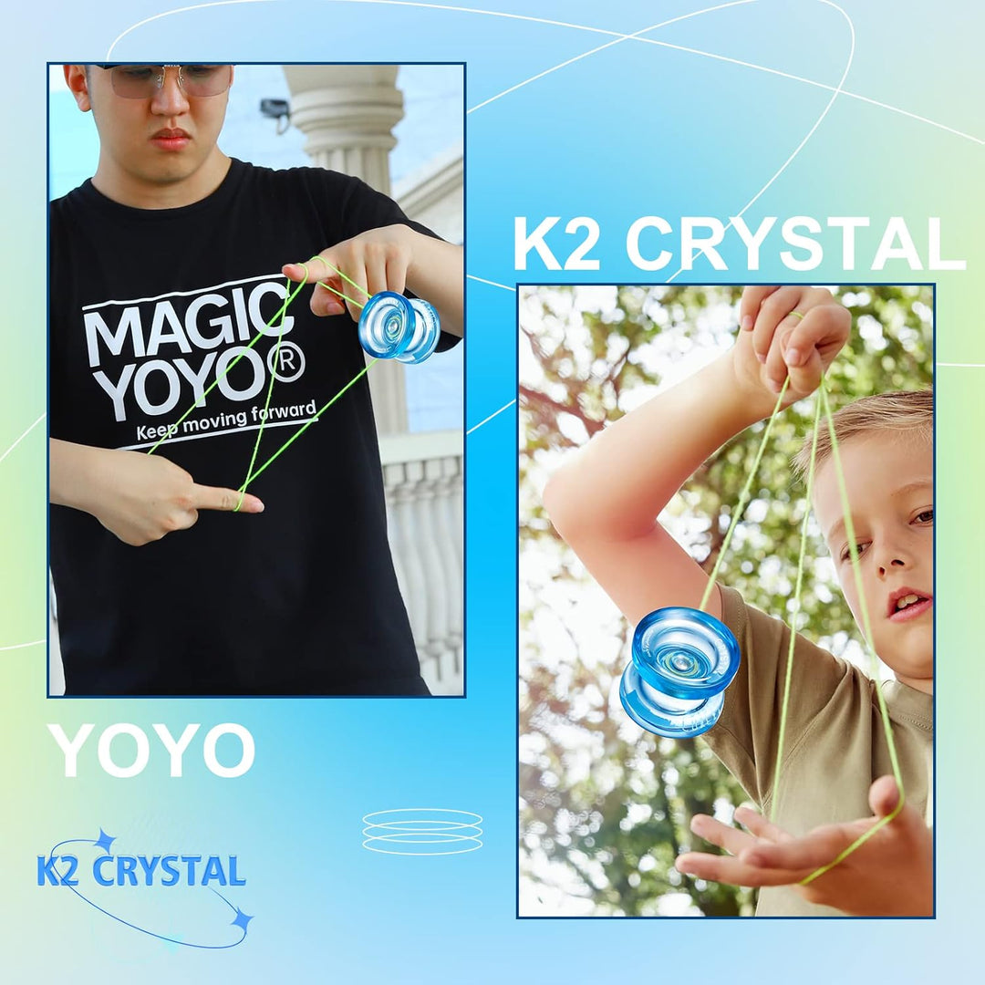 Reaktionsfähiges JoJo für Kinder K2 Crystal Blue, Kunststoff JoJo, professionelles Yoyo mit Nicht re