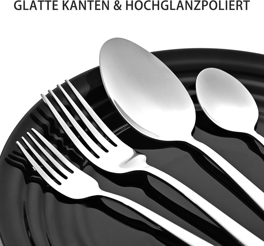 Otto Koning Leipzig, Besteck Set 8 Personen, Essbesteck Set 32 teilig, Besteck Edelstahl, Hochglanzp