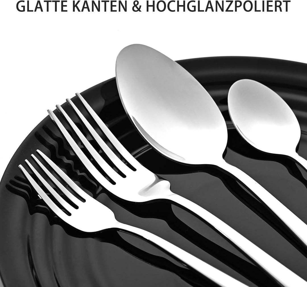 Otto Koning Leipzig, Besteck Set 8 Personen, Essbesteck Set 32 teilig, Besteck Edelstahl, Hochglanzp