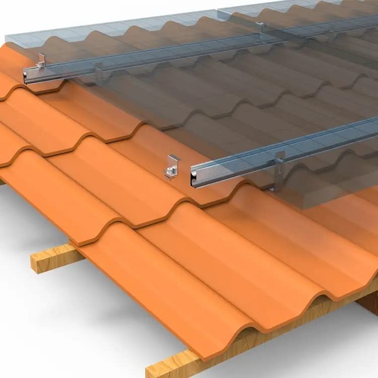 Solarpanel Ziegeldach Montage Set für 2 PV Schiene 1500MM mit Dachhaken, PV-Profil Aluprofil Befesti