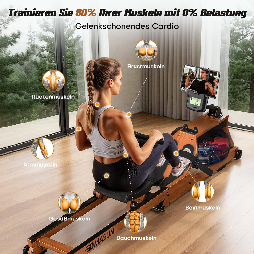 [2026 Neu] Rudergerät für Zuhause, DMASUN Magnetisches Rudergerät mit Upgrade Doppel-Slide-Rails, AP