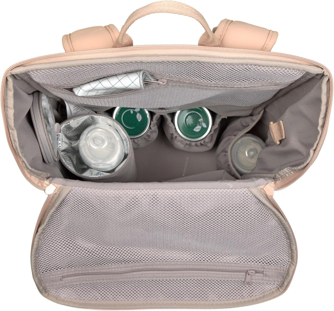 LÄSSIG Baby Wickelrucksack mit Wickelunterlage, Kinderwagenbefestigung und Flaschenhalter/GRE Slende