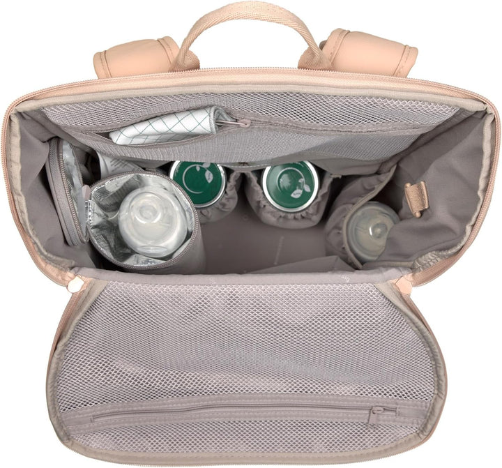 LÄSSIG Baby Wickelrucksack mit Wickelunterlage, Kinderwagenbefestigung und Flaschenhalter/GRE Slende