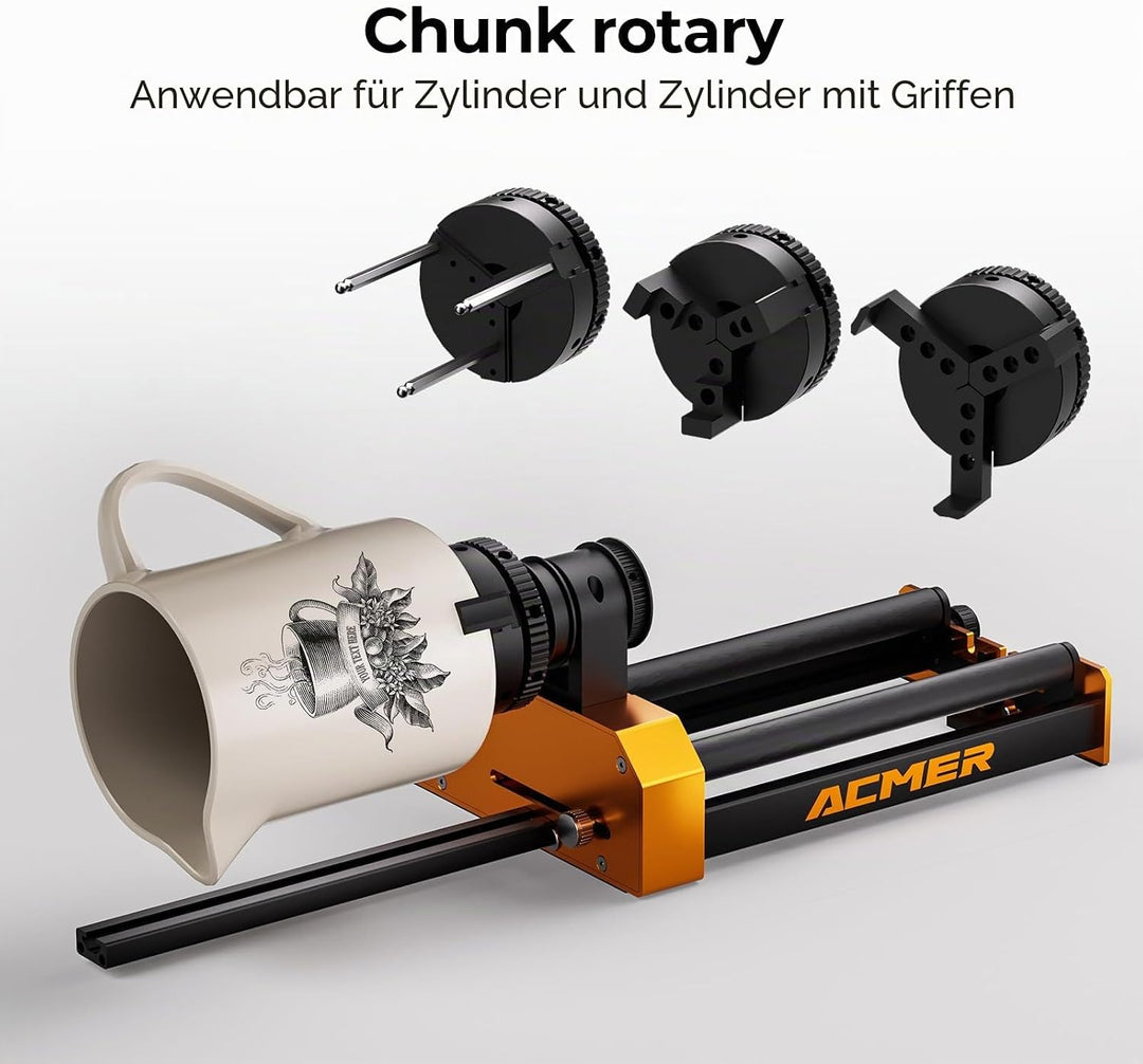 ACMER M4 Laser Rotary Roller Laser-Drehrolle, Lasergravierer Y-Achsen-Drehrolle 360° mit 3-150 mm Gr