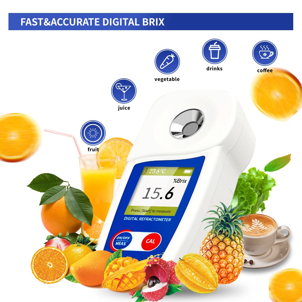 Digitales Brix-Refraktometer, Flagfront-Brix-Messgerät, Refraktometer, automatische Temperaturkompen