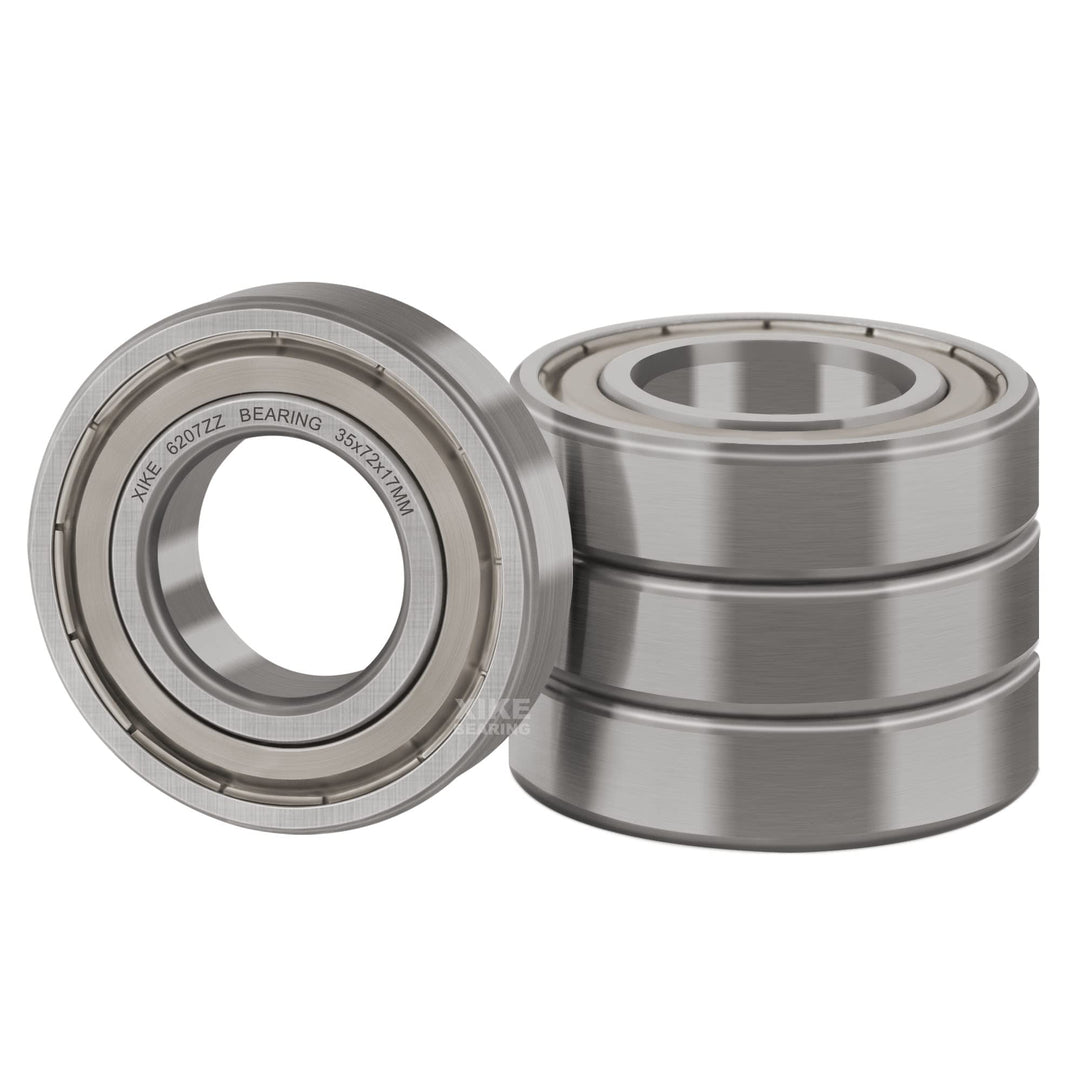 XiKe 4 Stück 6207ZZ Kugellager Abgedichtet 35x72x17mm Vorgeschmiert/Chromstahl/Metall Doppeldichtung
