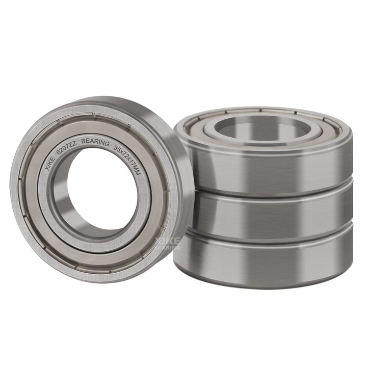 XiKe 4 Stück 6207ZZ Kugellager Abgedichtet 35x72x17mm Vorgeschmiert/Chromstahl/Metall Doppeldichtung