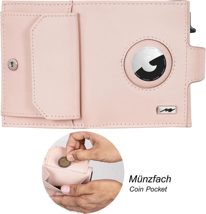 Marc Peter® Chicago Leder Push Air Slim Wallet - Airtag Geldbörse mit Münzfach - RFID Schutz kleines