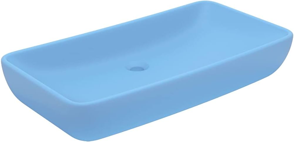 HOMIUSE Luxus-Waschbecken Rechteckig Matt Hellblau 71x38 cm Keramik Waschbecken Waschtisch Aufsatzwa