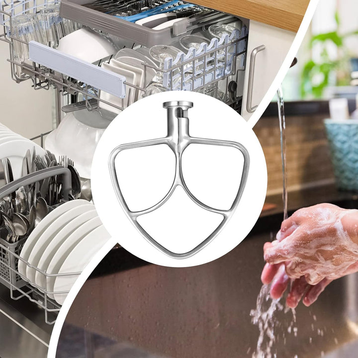 Gdrtwwh Flachrührer-Aufsatz aus Edelstahl für KitchenAid 4,5-5 Quart Standmixer mit neigbarem Kopf,