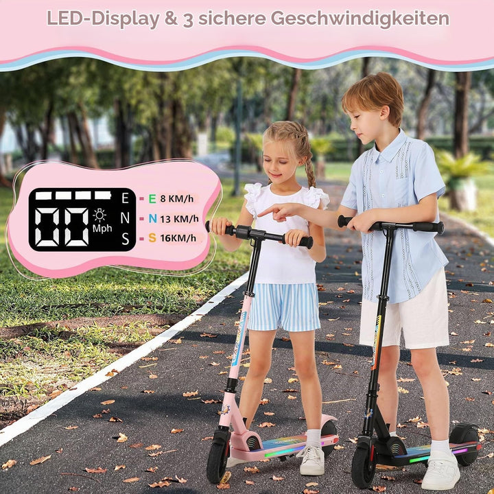 Caroma E Scooter Kinder von 8-12 Jahren, 180W Motor, bis zu 16 km/h &amp; 8 km, Elektroroller Kinder mit