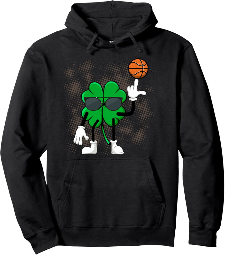 Shamrock Dunking Basketball St Patricks Day Pullover Hoodie