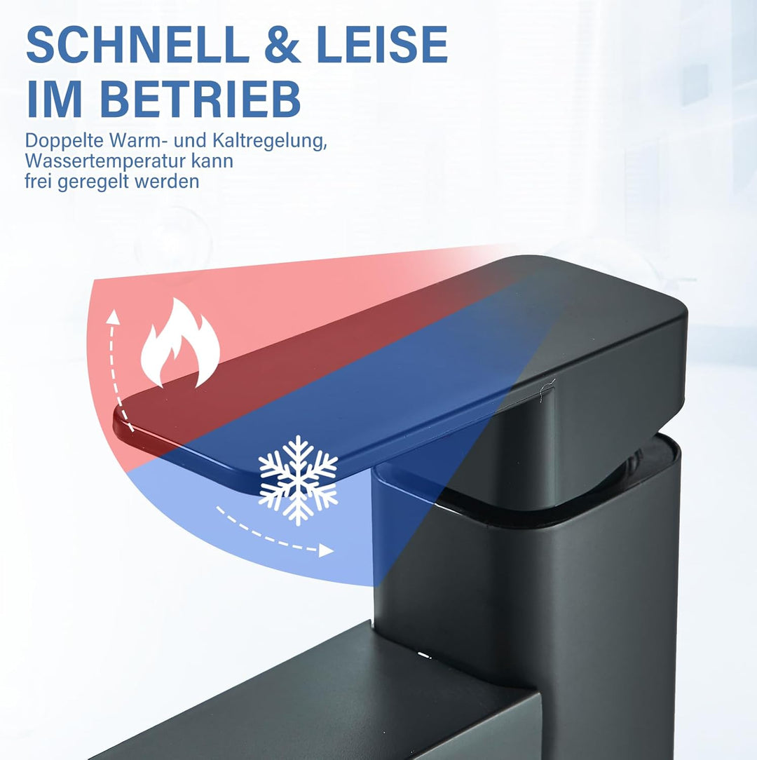 Schwarz Wasserhahn Bad Badarmatur Waschtischarmatur Edelstahl Moderner Wasserarmatur Einhebelmischer